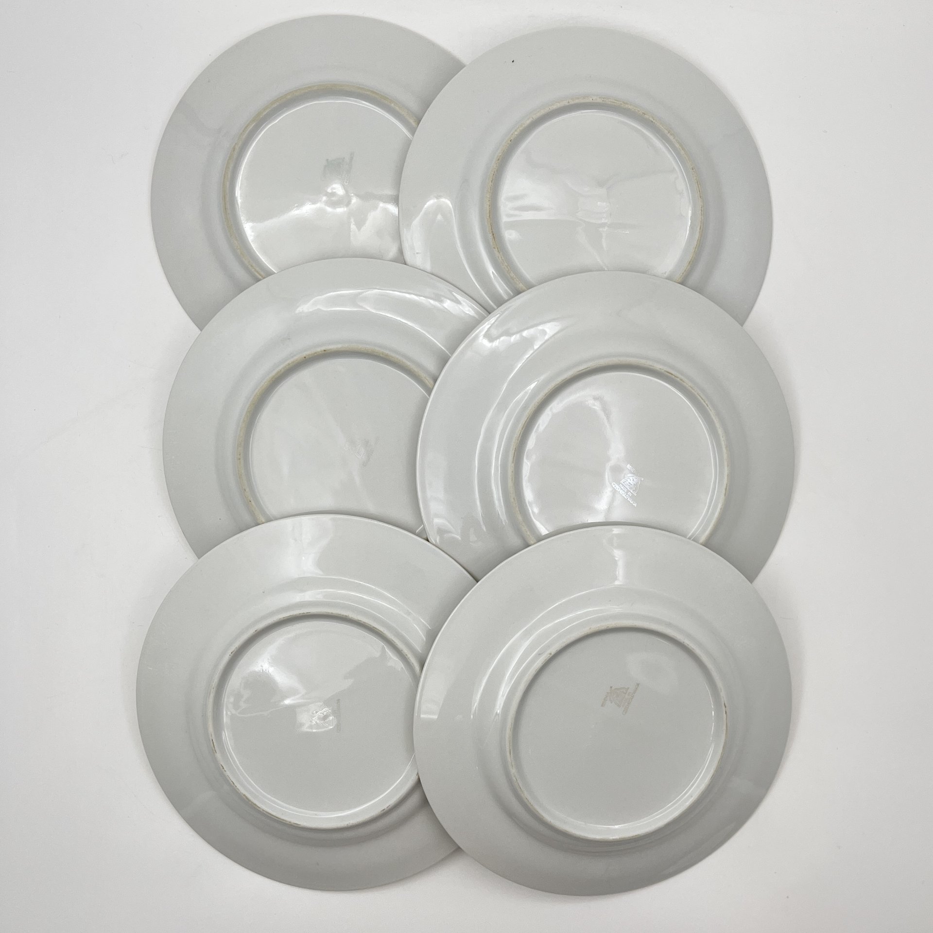 Набор из шести закусочных тарелок с цветочным декором, фарфор, деколь, золочение, Bohemia (Neurohlau), Чехословакия, 1970-1990 гг.