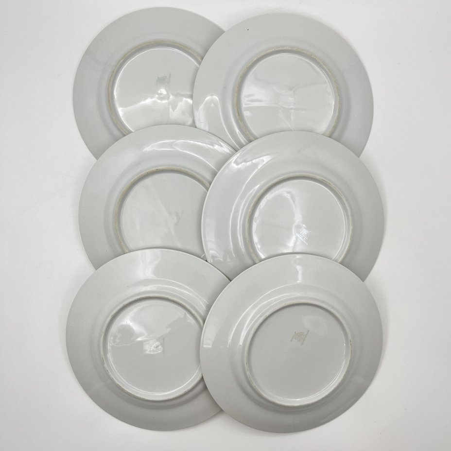 Набор из шести закусочных тарелок с цветочным декором, фарфор, деколь, золочение, Bohemia (Neurohlau), Чехословакия, 1970-1990 гг.