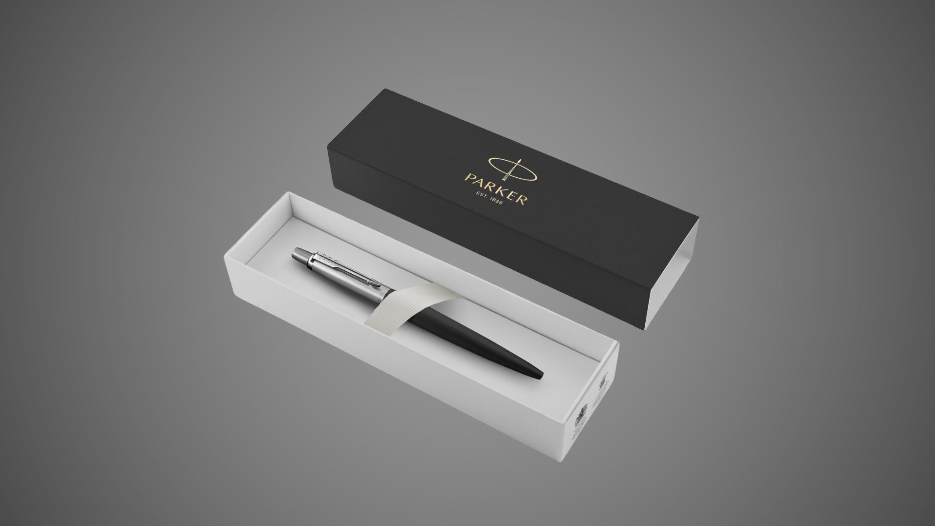 Шариковая ручка Parker Jotter Essential, Satin Black CT, стержень: M, цвет чернил : blue или black, Лаки и смолы: лак, нержавеющая сталь