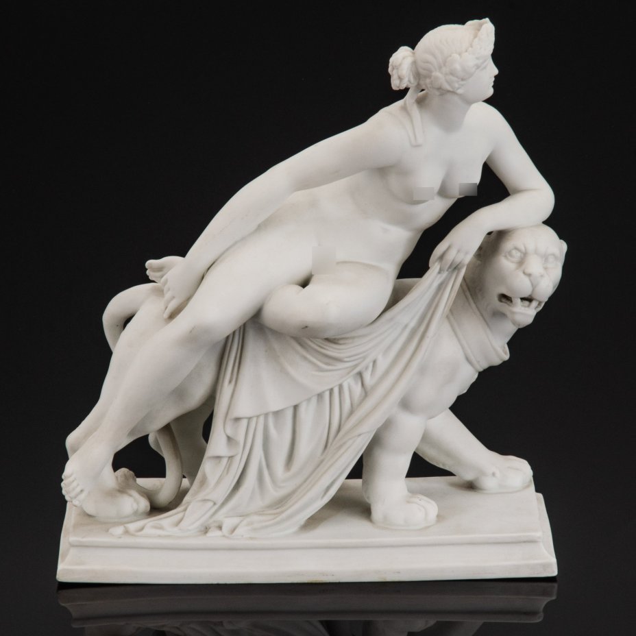 Скульптура "Ариадна на пантере" (на тигре), по модели Генриха фон Даннекера, бисквит, Западная Европа, 1870-1890 гг.