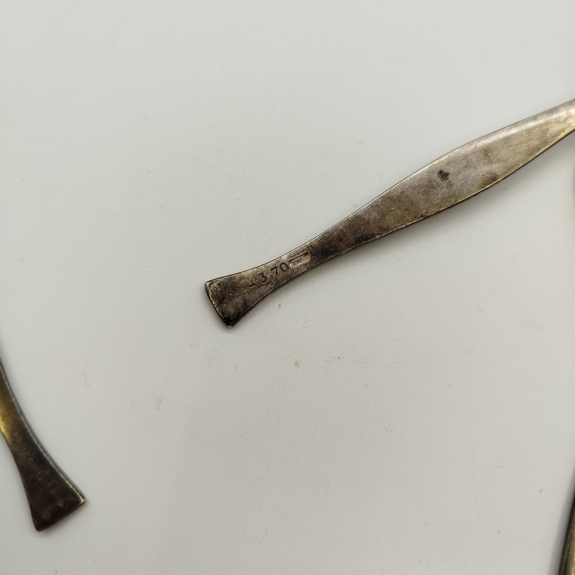 Набор из шести чайных ложек, мельхиор (медь-никель), золочение, Красносельская ювелирная фабрика, СССР, 1960-1970 гг.