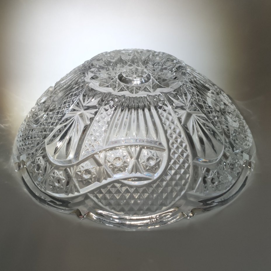 Ваза (конфетница) с геометрическим узором, хрусталь, пресс, СССР, 1970-1990 гг.