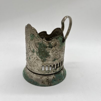 Подстаканник с изображением на космическую тематику, мельхиор (медь-никель), Кольчугинский завод цветных металлов, СССР, 1970-1990 гг.