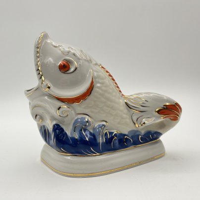 Салфетница "Рыба", фарфор, роспись, золочение, Коростенский фарфоровый завод (КФЗ), СССР, 1960-1990 гг.