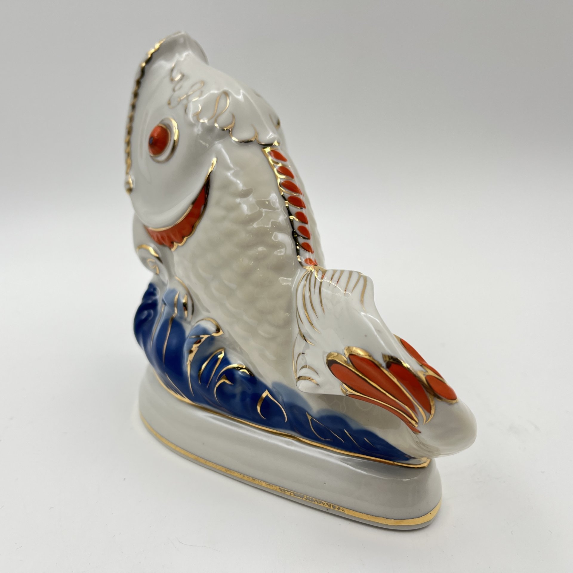 Салфетница "Рыба", фарфор, роспись, золочение, Коростенский фарфоровый завод (КФЗ), СССР, 1960-1990 гг.