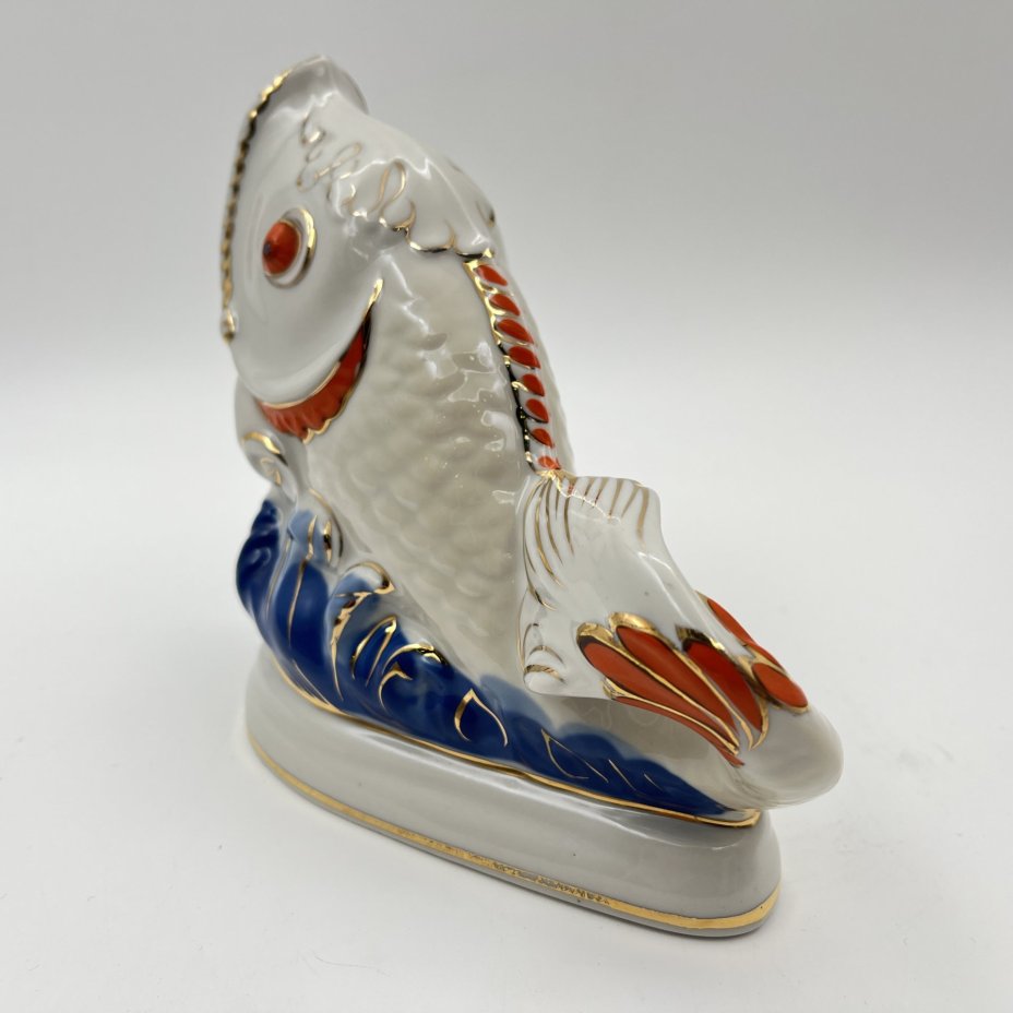 Салфетница "Рыба", фарфор, роспись, золочение, Коростенский фарфоровый завод (КФЗ), СССР, 1960-1990 гг.