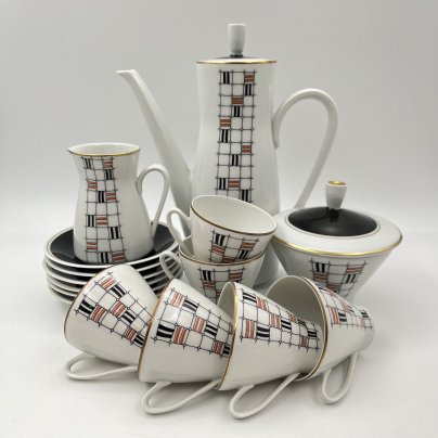 Сервиз кофейный с геометрическим декором, на 6 персон (15 предметов)