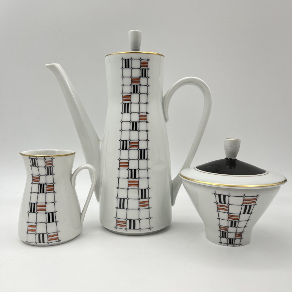 Сервиз кофейный с геометрическим декором, на 6 персон (15 предметов)