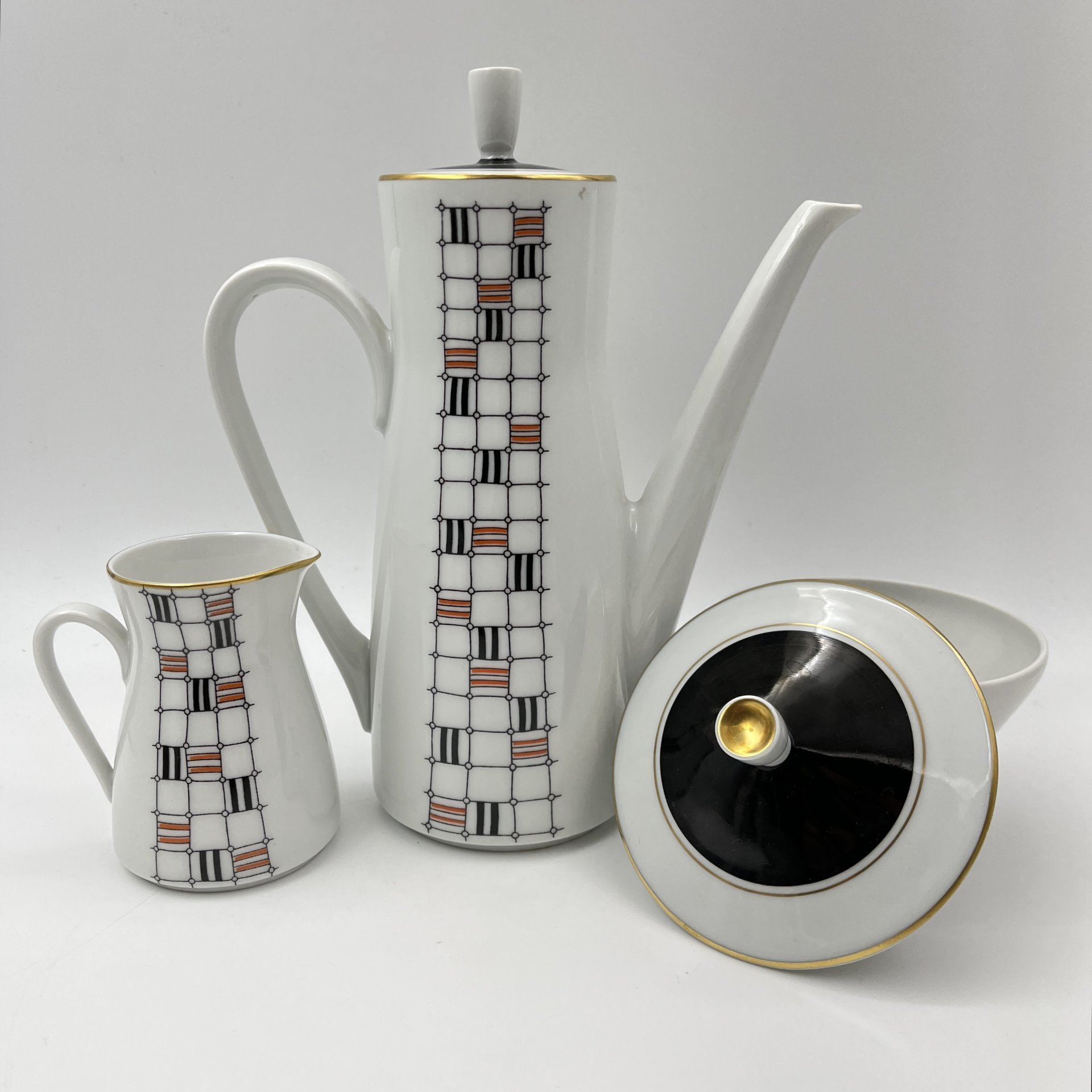 Сервиз кофейный с геометрическим декором, на 6 персон (15 предметов)