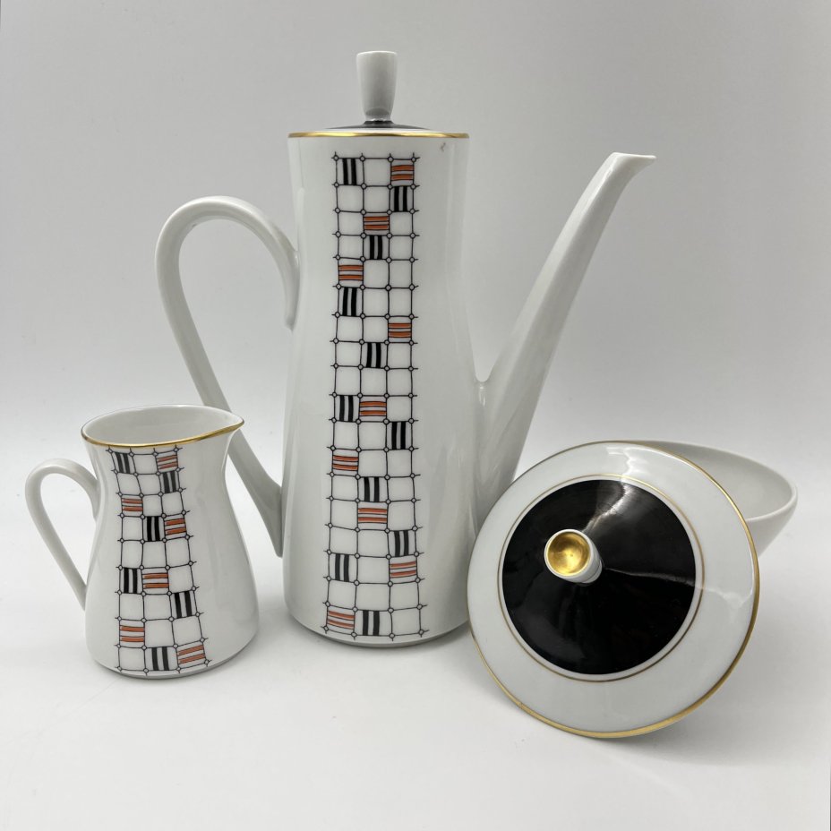 Сервиз кофейный с геометрическим декором, на 6 персон (15 предметов)