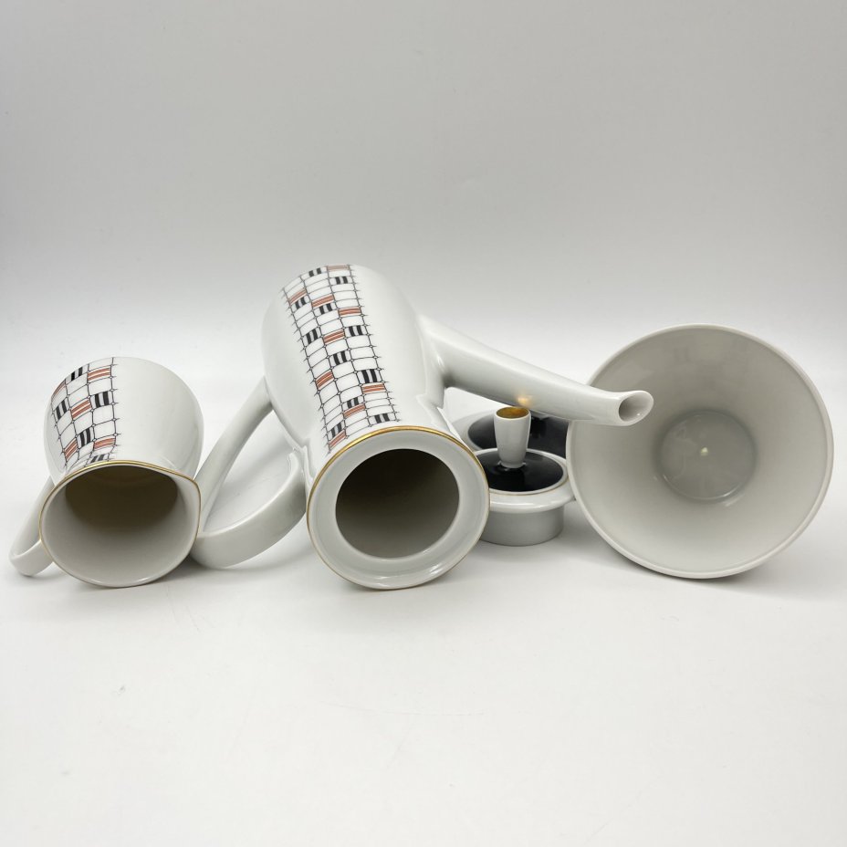 Сервиз кофейный с геометрическим декором, на 6 персон (15 предметов)