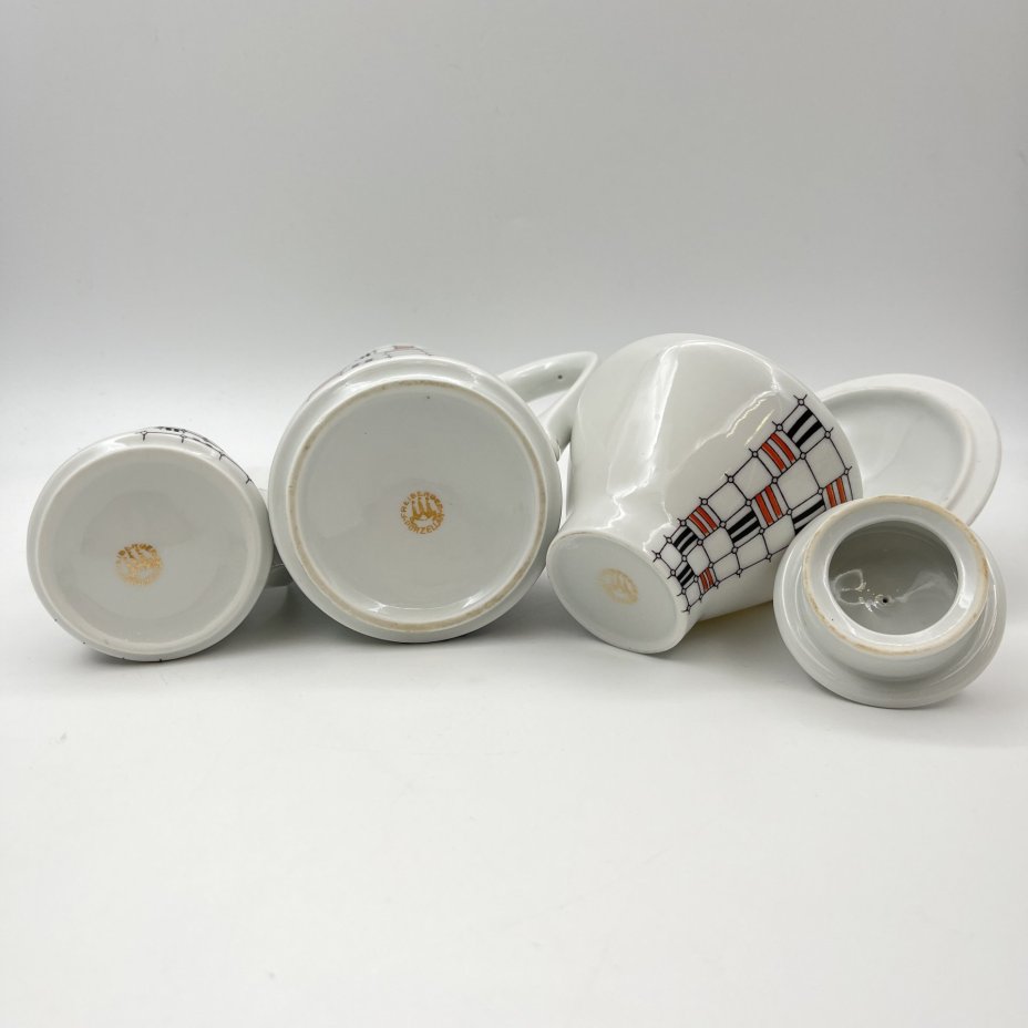 Сервиз кофейный с геометрическим декором, на 6 персон (15 предметов)