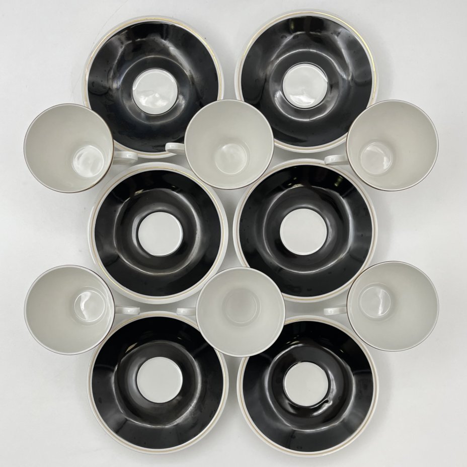 Сервиз кофейный с геометрическим декором, на 6 персон (15 предметов)