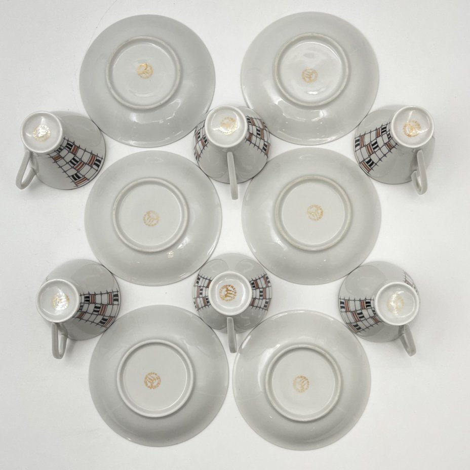 Сервиз кофейный с геометрическим декором, на 6 персон (15 предметов)