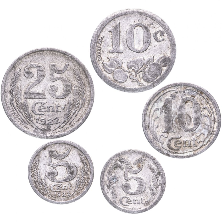 Набор из 5 нотгельдов Франция 1921-1922