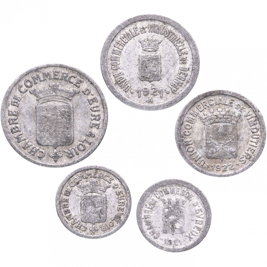 Набор из 5 нотгельдов Франция 1921-1922