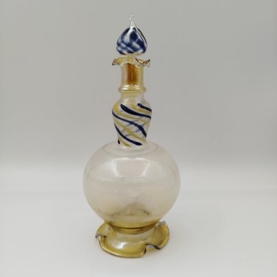 Графин (штоф) "Лебедь" с фигуркой внутри, Ламповый завод, цветное стекло, выдувание, люстр, СССР, 1960-1980 гг.