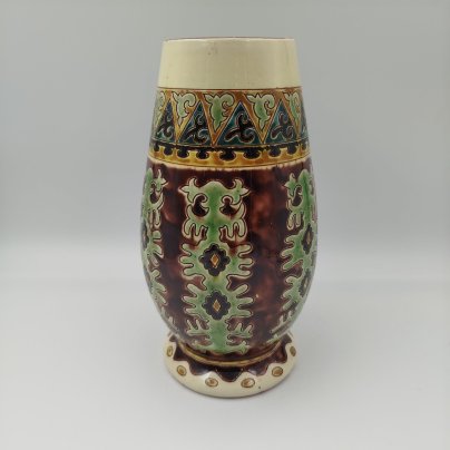 Ваза овоидной формы с орнаментальным декором, Научно-экспериментальная керамическая станция (НЭКС), г. Алма-Ата, керамика, роспись, СССР, 1937 г.