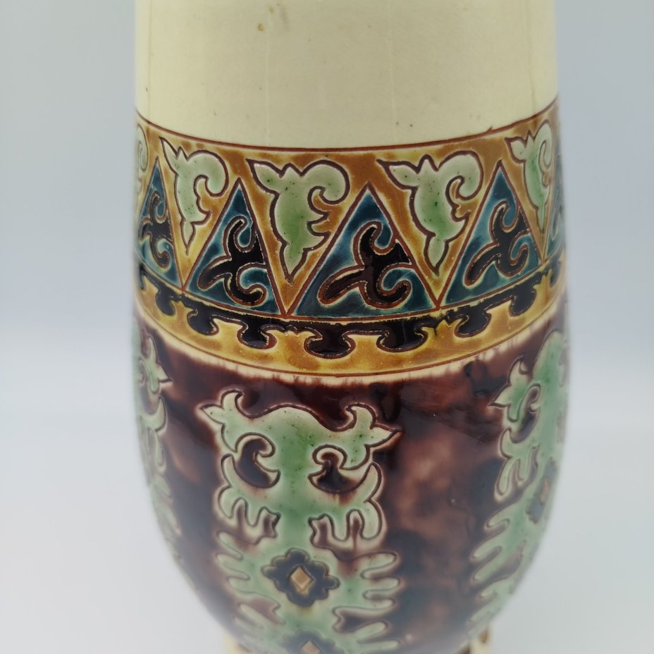 Ваза овоидной формы с орнаментальным декором, Научно-экспериментальная керамическая станция (НЭКС), г. Алма-Ата, керамика, роспись, СССР, 1937 г.