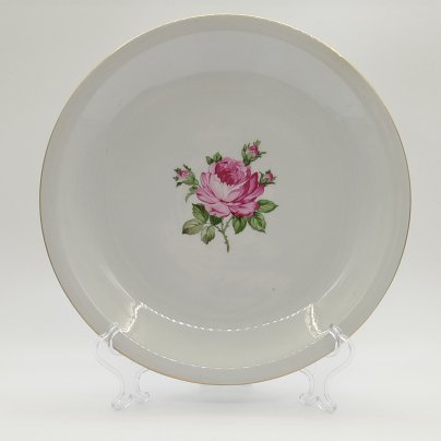 Блюдо сервировочное, украшенное изображением розы