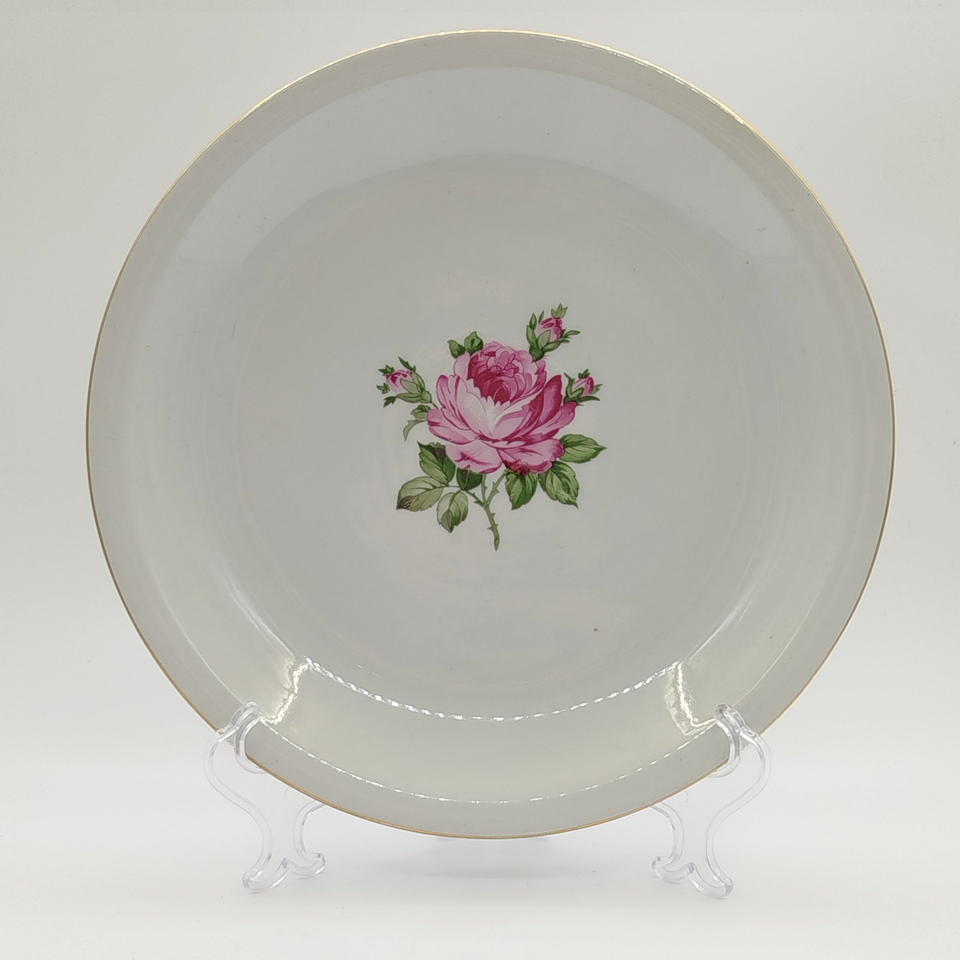 Блюдо сервировочное, украшенное изображением розы