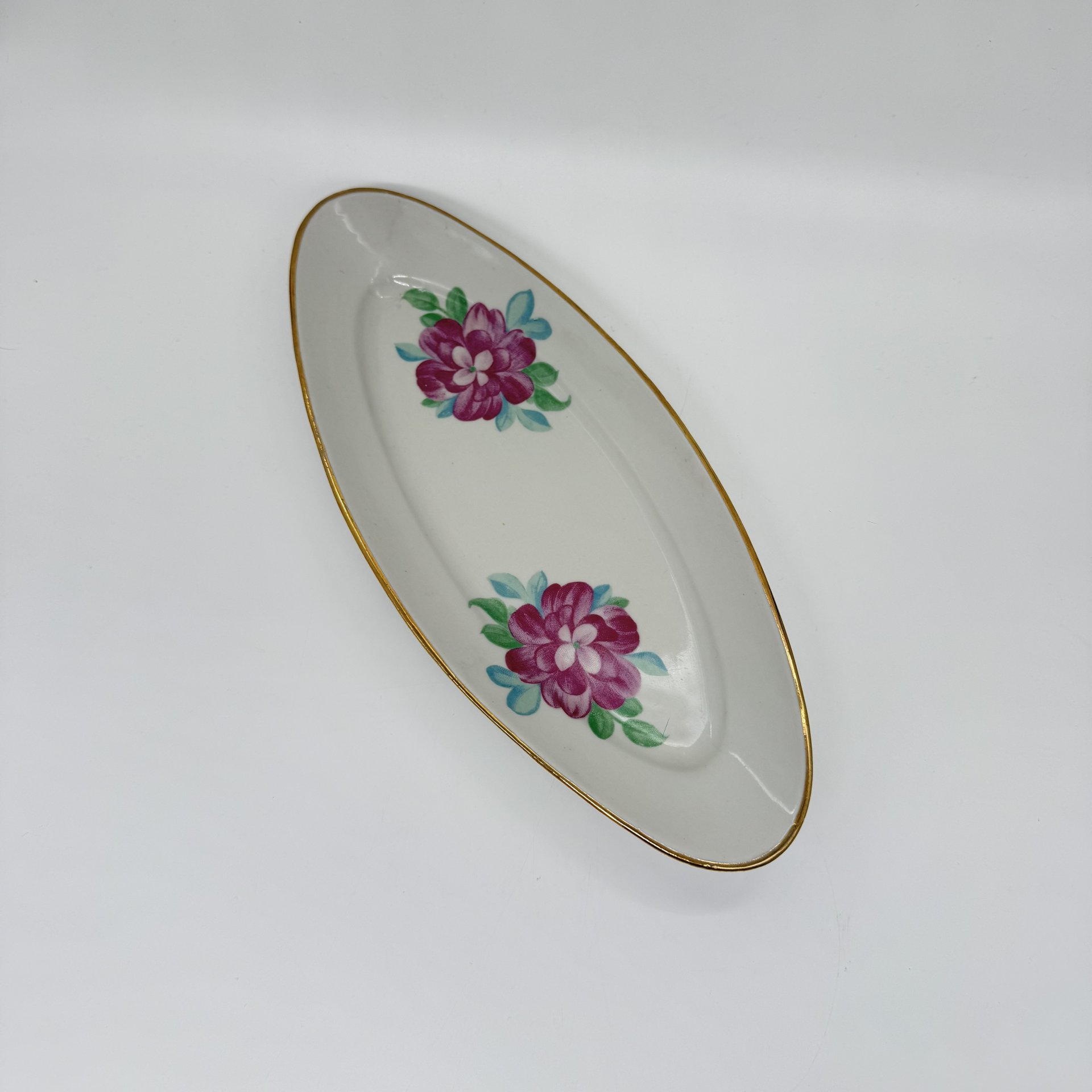 Селедочница с цветочным декором (сервировочное блюдо), Дулевский фарфоровый завод (Дулёво)