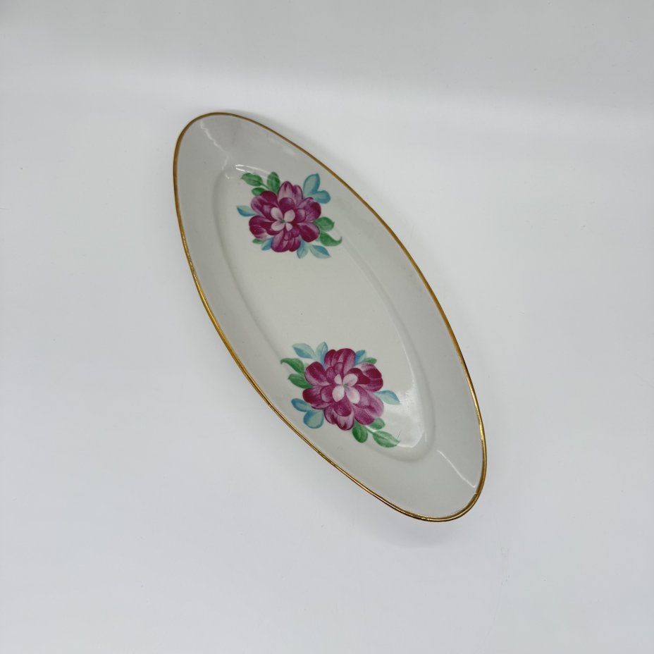 Селедочница с цветочным декором (сервировочное блюдо), Дулевский фарфоровый завод (Дулёво)