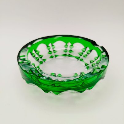 Пепельница с резным декором, хрусталь, нацвет, Германия, 1960-1990 гг.