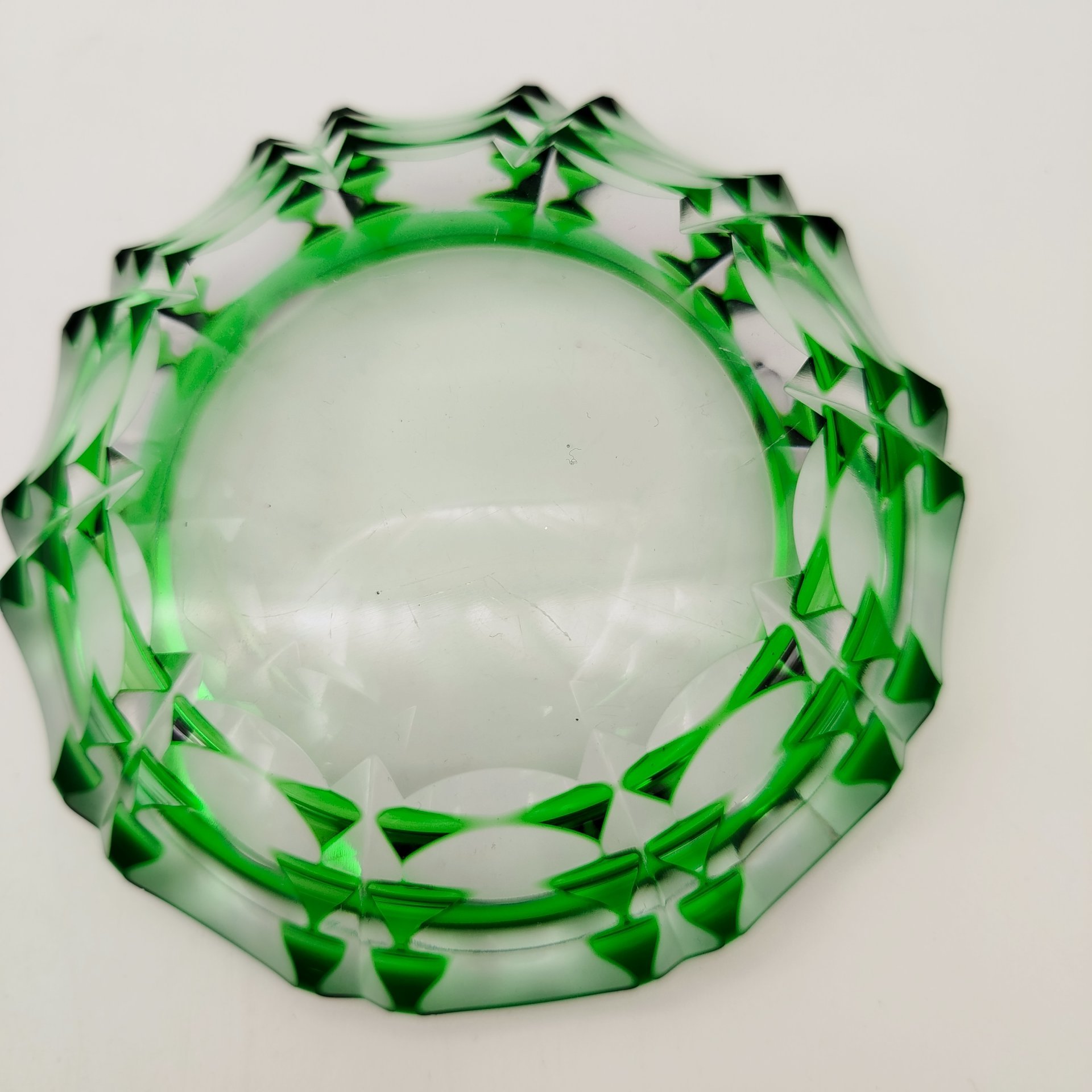 Пепельница с резным декором, хрусталь, нацвет, Германия, 1960-1990 гг.