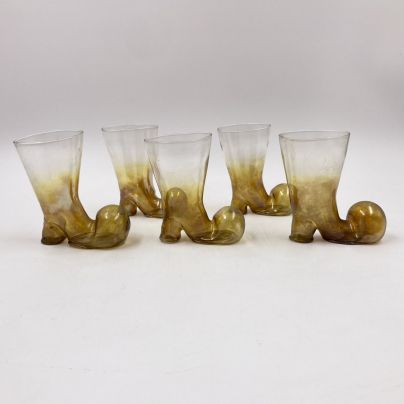 Набор из 5-ти стопок в виде сапога, стекло, СССР, 1970-2000 гг.