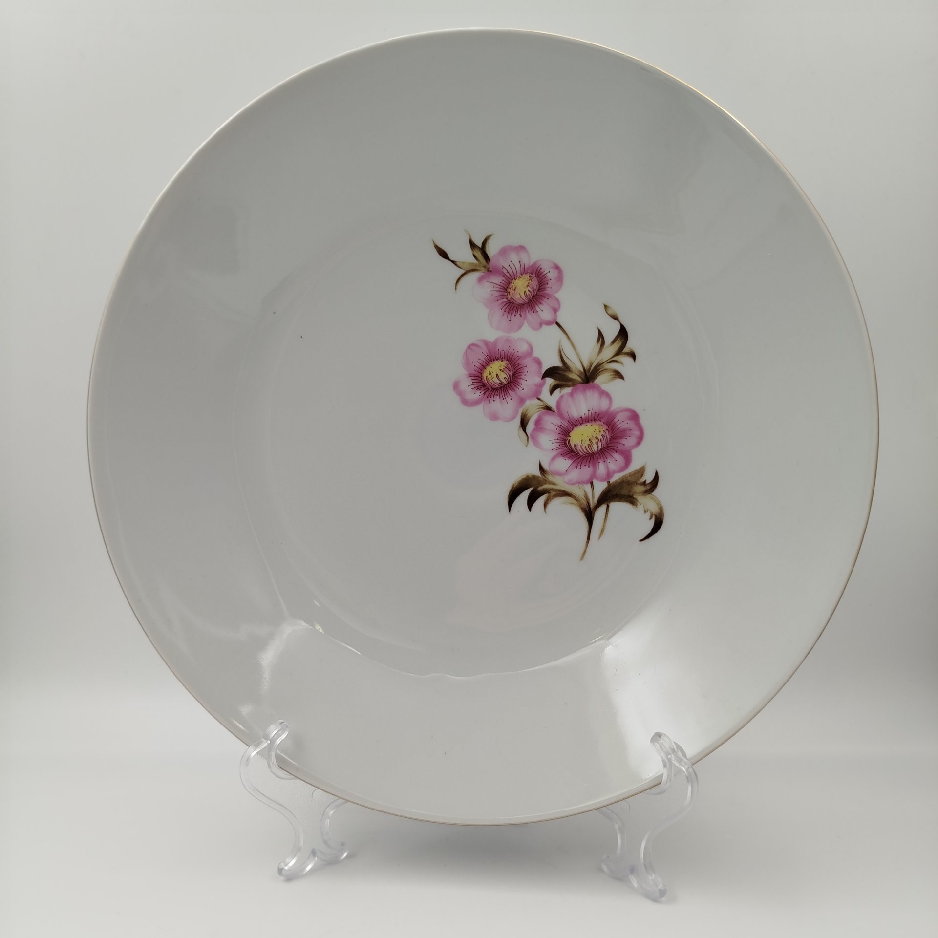 Комплект для подачи десерта, украшенные цветочным декором, (Блюдо и 6 десертных тарелок), фарфор, деколь, золочение, Kahla, Германия, 1970-1990 гг.
