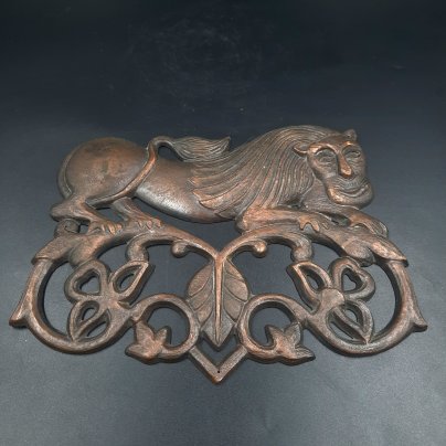 Панно декоративное "Лев", металл, омеднение, СССР, 1970-1990 гг.