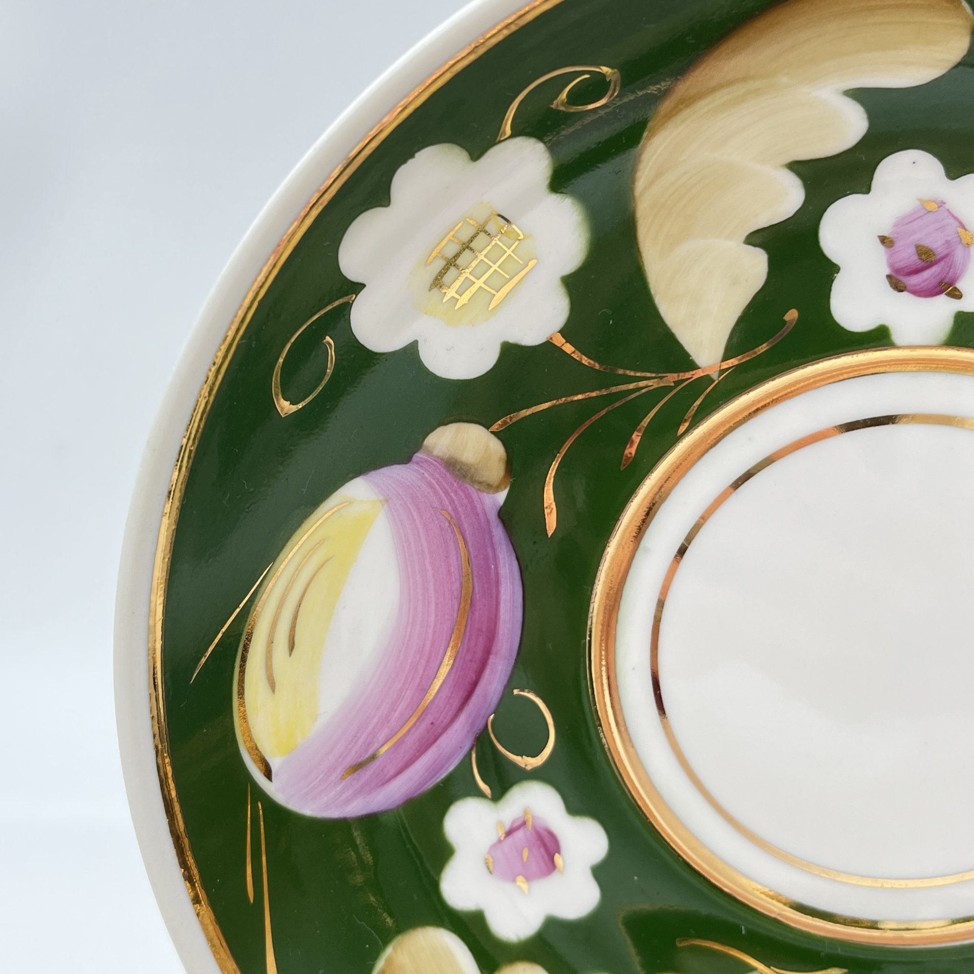 Набор из 4 "Слива", автор А.А.Чекулина, фарфор, роспись, золочение, Дмитровский фарфоровый завод (ДФЗ Вербилки), СССР, 1965-1991 гг.