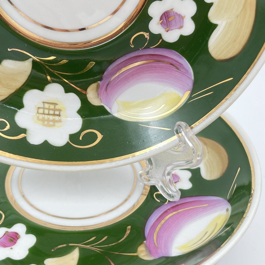 Набор из 4 "Слива", автор А.А.Чекулина, фарфор, роспись, золочение, Дмитровский фарфоровый завод (ДФЗ Вербилки), СССР, 1965-1991 гг.