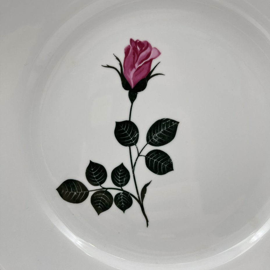 Набор из 6-ти обеденных тарелок с изображением розы, фарфор, деколь, золочение, Kahla, ГДР, 1968-1987 гг.