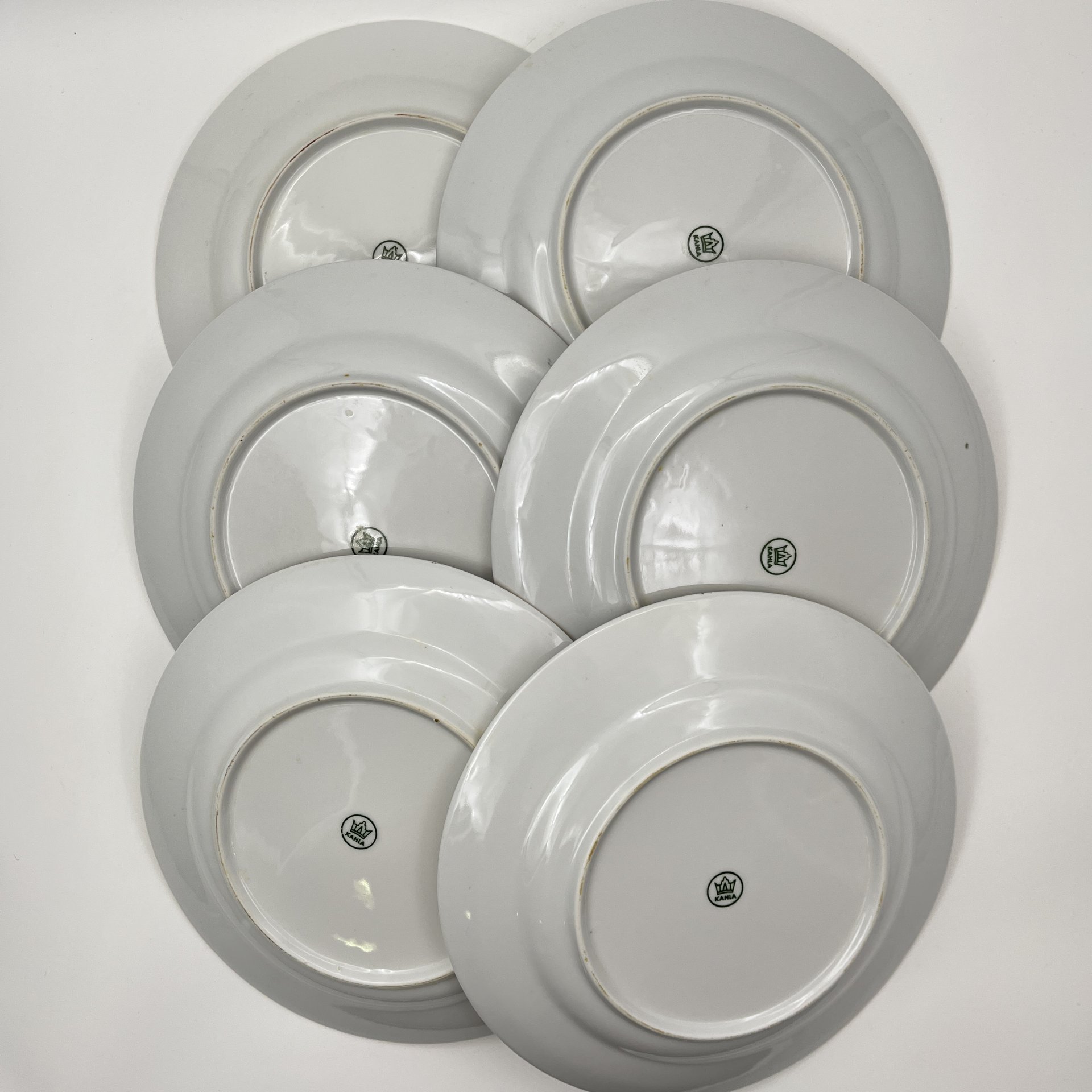 Набор из 6-ти обеденных тарелок с изображением розы, фарфор, деколь, золочение, Kahla, ГДР, 1968-1987 гг.