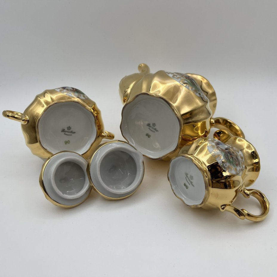 Сервиз кофейный с мифологической сценой на 6 персон (15 предметов), фарфор, деколь, золочение, Bareuther & Co., Bavaria, Германия, 1950-1960 гг.