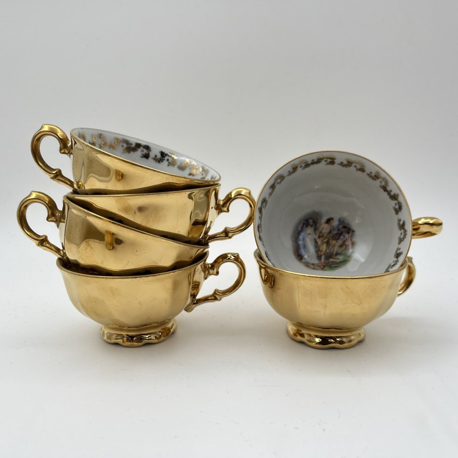 Сервиз кофейный с мифологической сценой на 6 персон (15 предметов), фарфор, деколь, золочение, Bareuther & Co., Bavaria, Германия, 1950-1960 гг.