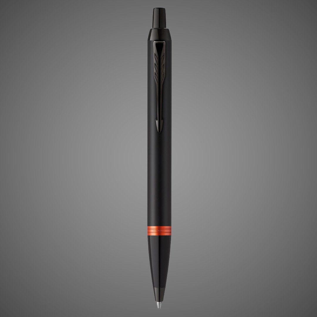 Шариковая ручка Parker IM Vibrant Rings Flame Orange, стержень: Mblue, в подарочной упаковке., Лаки и смолы: лак, латунь