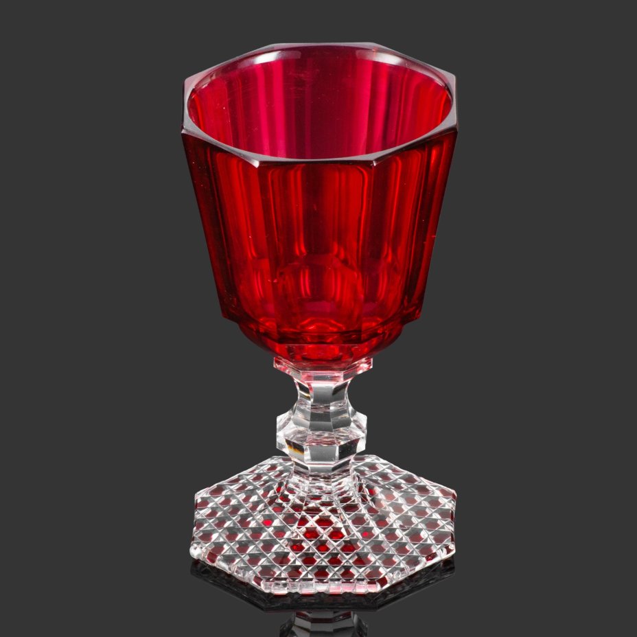 Бокал с гранением на ножке, хрусталь, гранение, Российская империя, 1880-1900 гг.