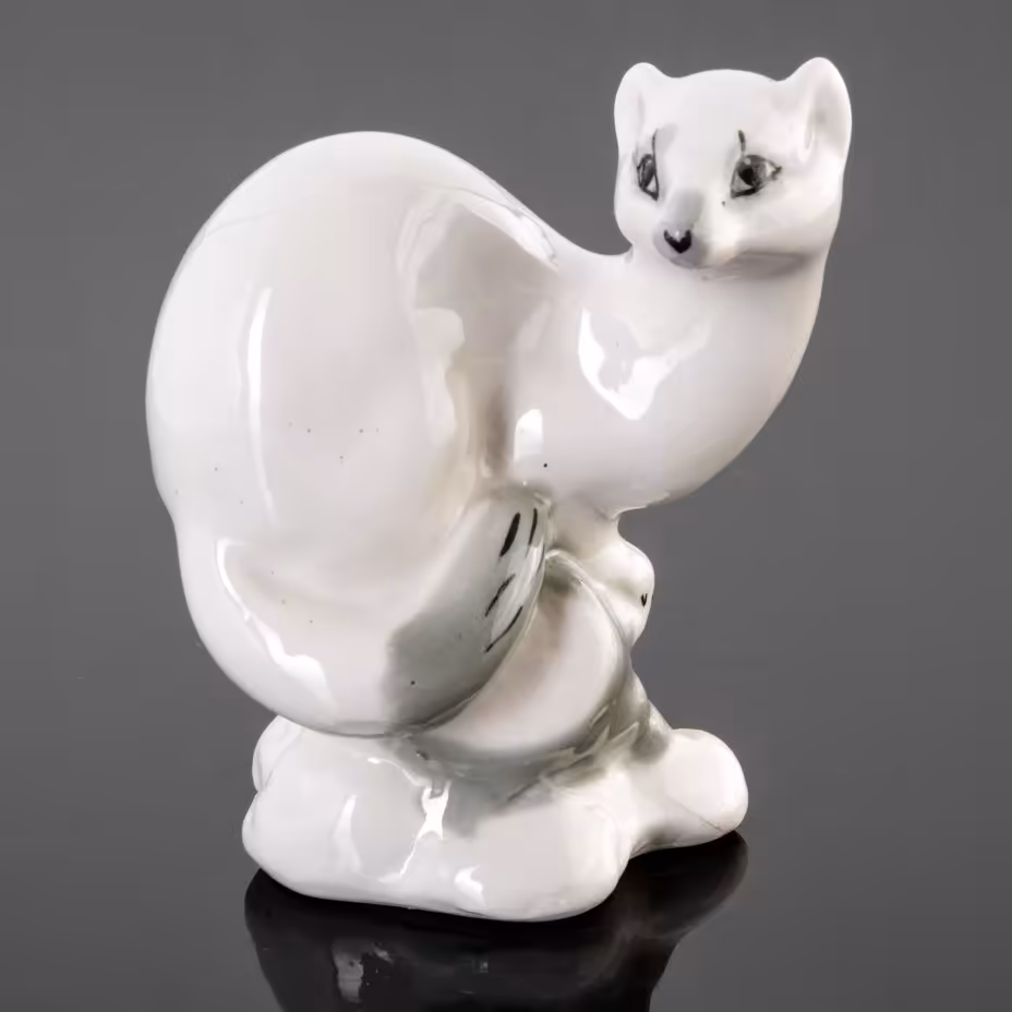 Статуэтка "Хорёк", фарфор, роспись, артель "Прогресс", СССР, 1950-1970 гг., Артель «Прогресс»