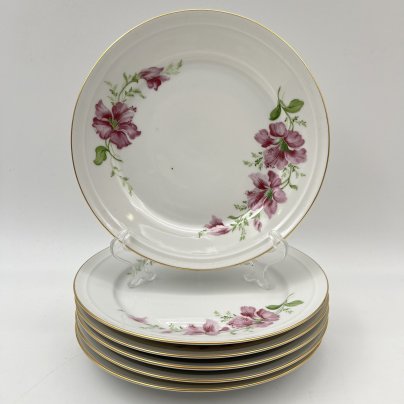 Тарелки десертные на 6 персон, украшенные цветочным декором