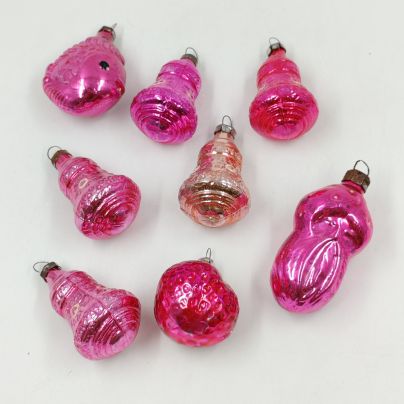 Набор из 8-ми елочных игрушек, стекло, краска, металл, СССР, 1960-1980 гг.