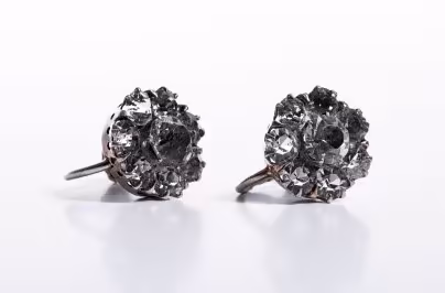 Клипсы винтажные с прозрачными вставками, серебро 875 пр., СССР, 1940-1970 гг.