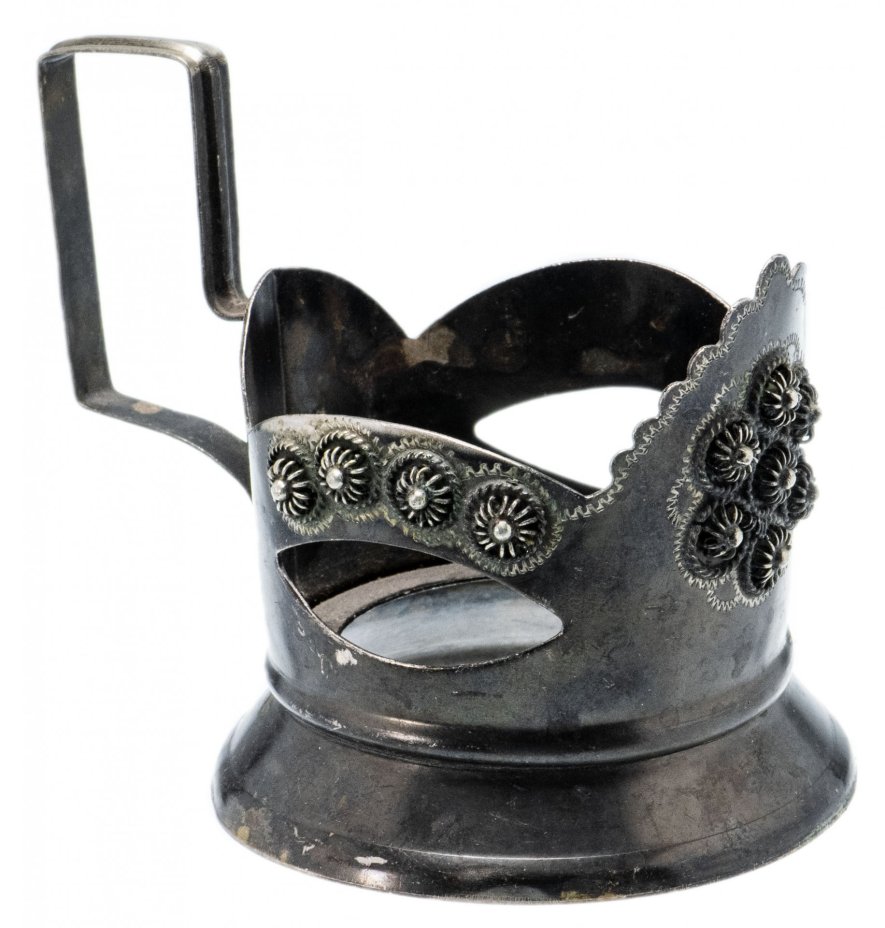 Подстаканник "Бусины малые", мельхиор, литье, СССР, 1970-1980 гг.