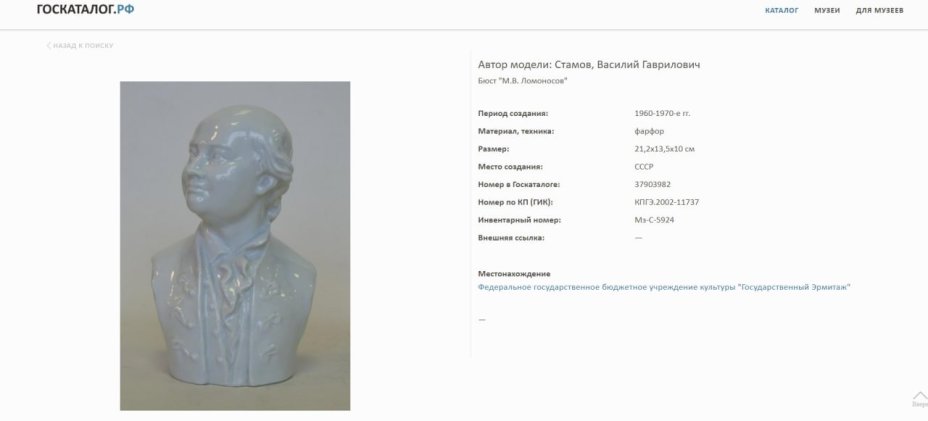 Бюст "М.В. Ломоносова", автор модели В.Г. Стамов, фарфор, Ленинградский фарфоровый завод (ЛФЗ), Ленинградский фарфоровый завод (ЛФЗ)