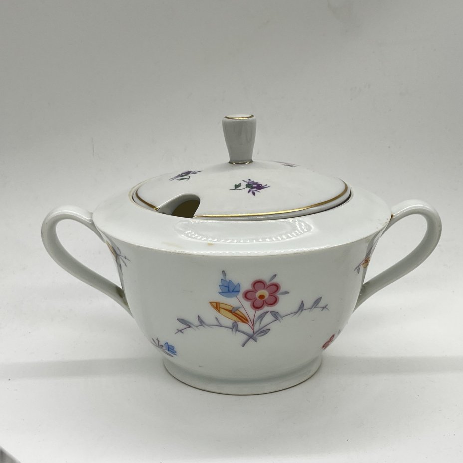 Сахарница с цветочным декором (крышка в подборе), фарфор, деколь, Arzberg Bavaria (PA), Германия, 1930-1960 гг.