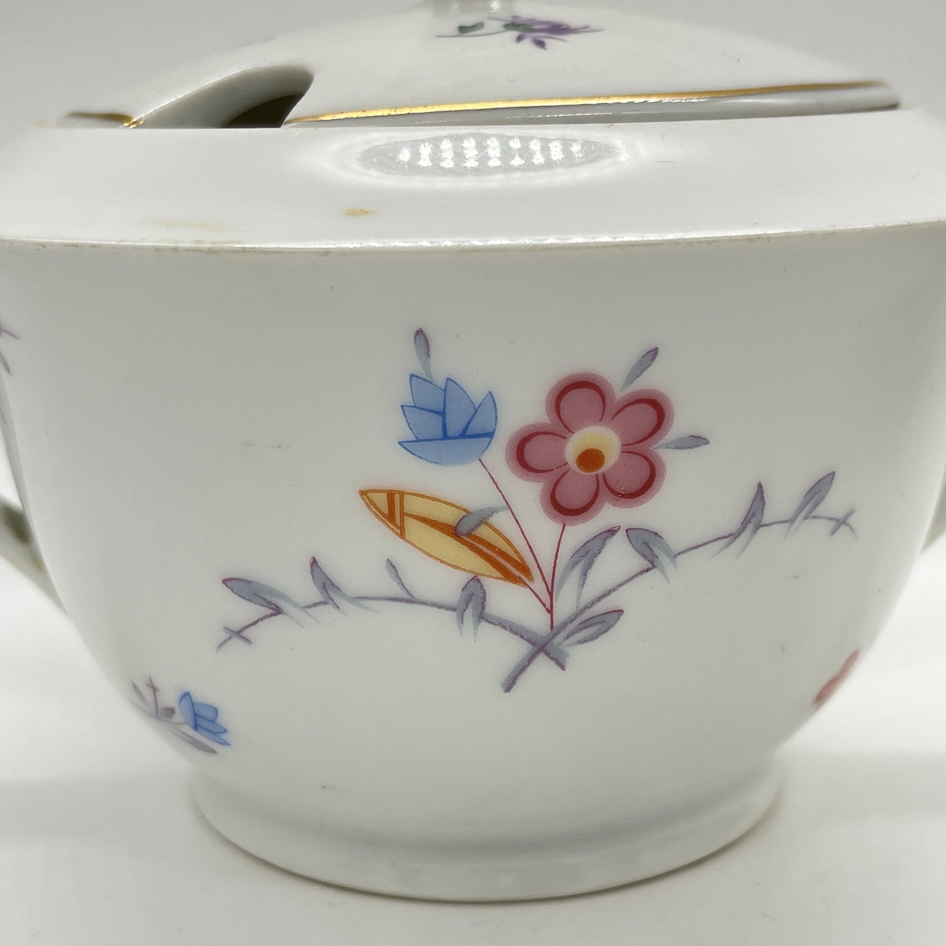 Сахарница с цветочным декором (крышка в подборе), фарфор, деколь, Arzberg Bavaria (PA), Германия, 1930-1960 гг.