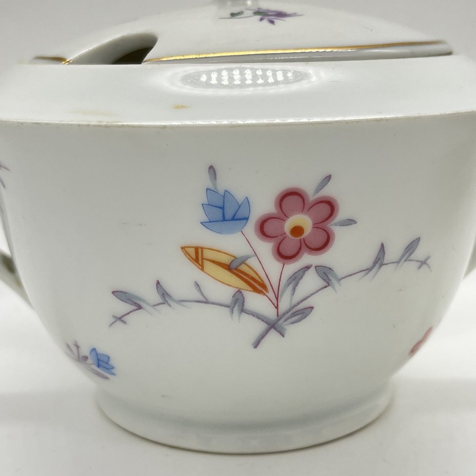 Сахарница с цветочным декором (крышка в подборе), фарфор, деколь, Arzberg Bavaria (PA), Германия, 1930-1960 гг.