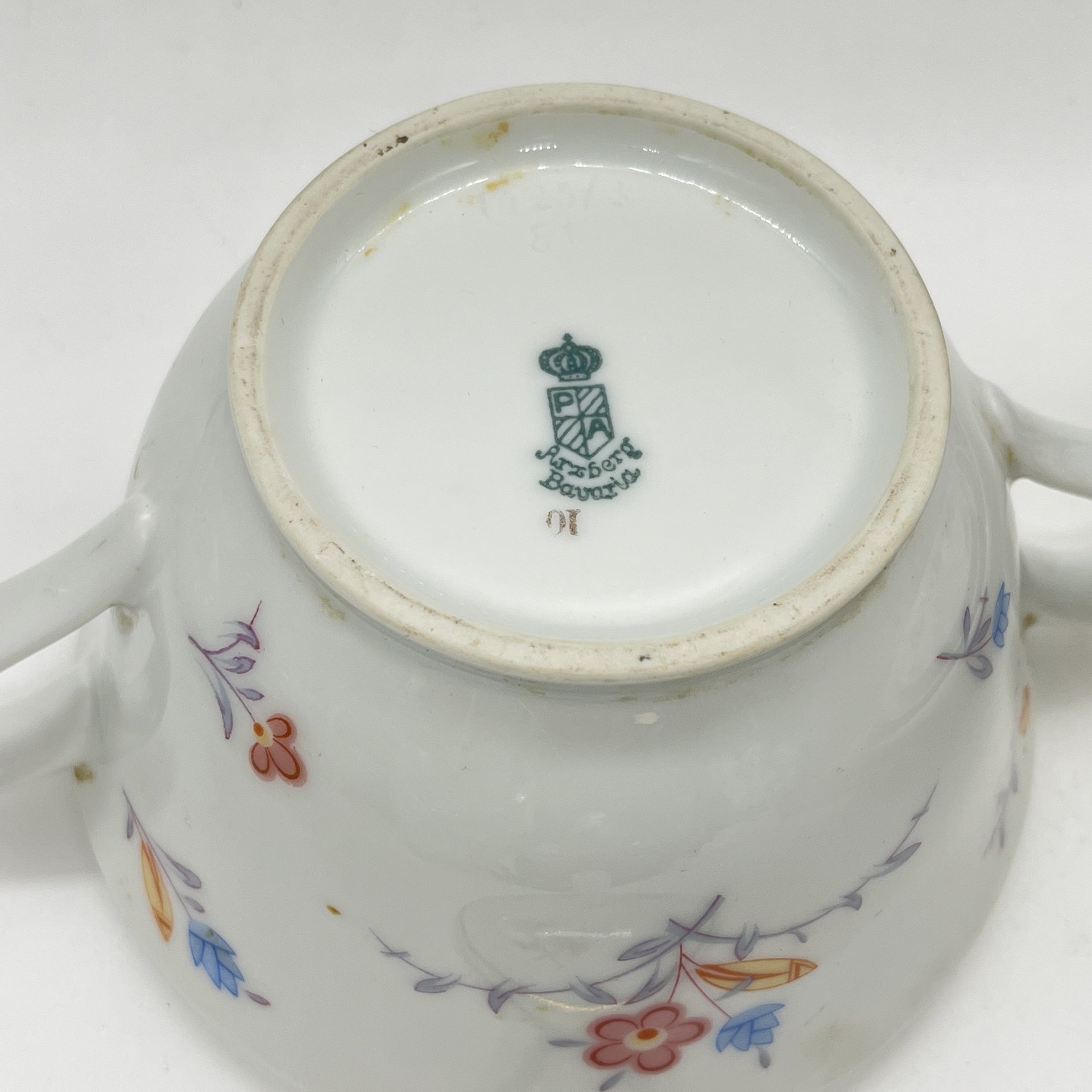 Сахарница с цветочным декором (крышка в подборе), фарфор, деколь, Arzberg Bavaria (PA), Германия, 1930-1960 гг.